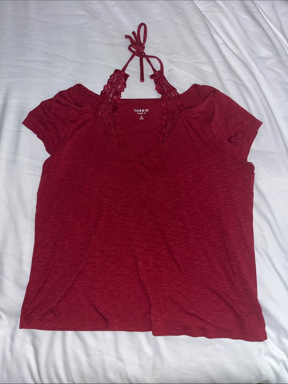 torrid Red Lace Halter Tee